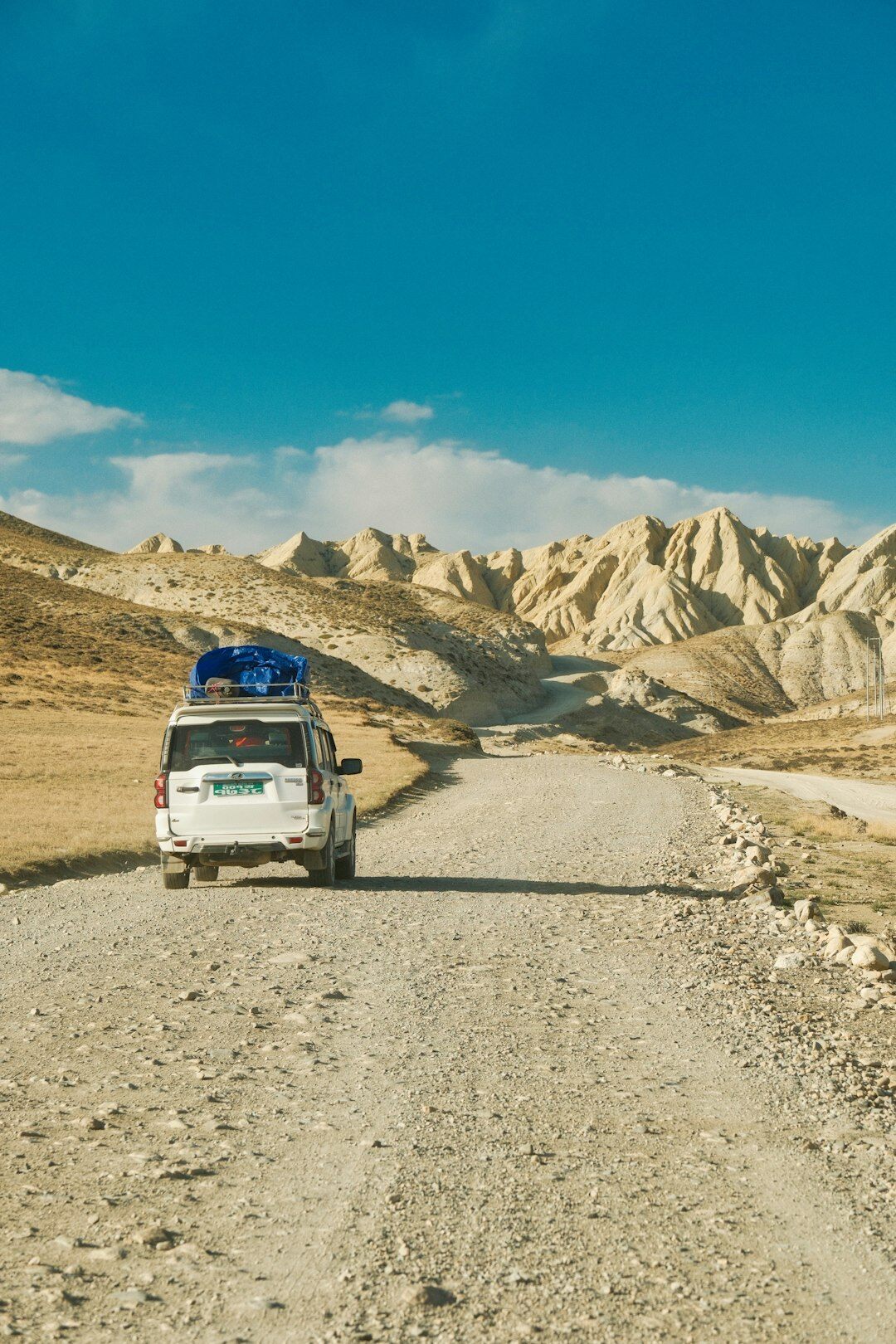 family suv on mountain road